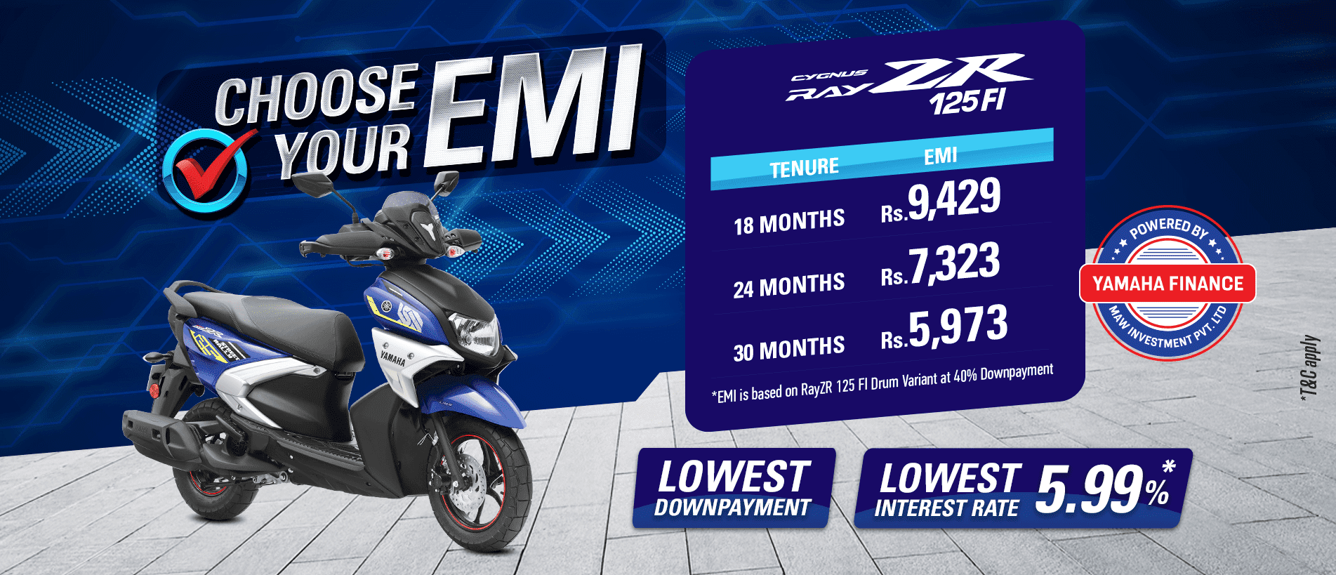 yamaha Choose Your EMI RayZR 125 FI