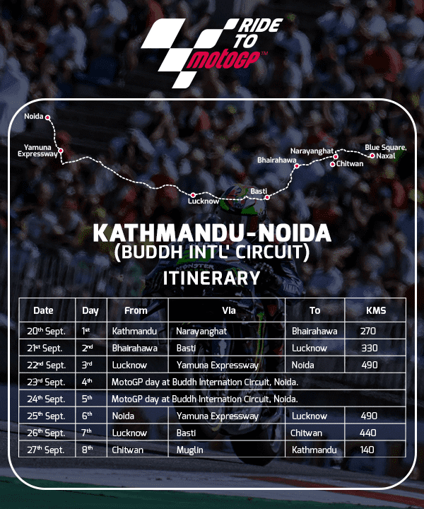 Yamaha Ride To MotoGP itinerary