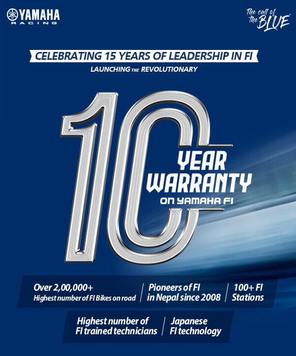 Yamaha 10 Years Warranty on FI