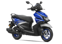 Yamaha scooter in blue color with sporty, compact two-wheeled design, suitable for urban use, displayed under the Racing-Blue label