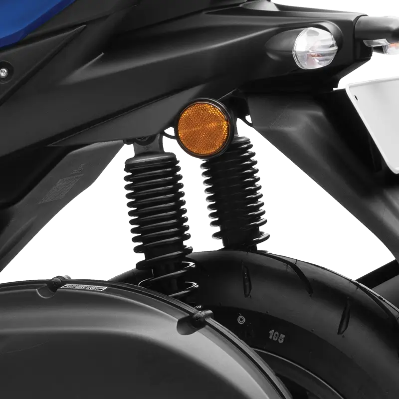 Motorcycle rear suspension, twin shock absorbers and rear wheel Product Features